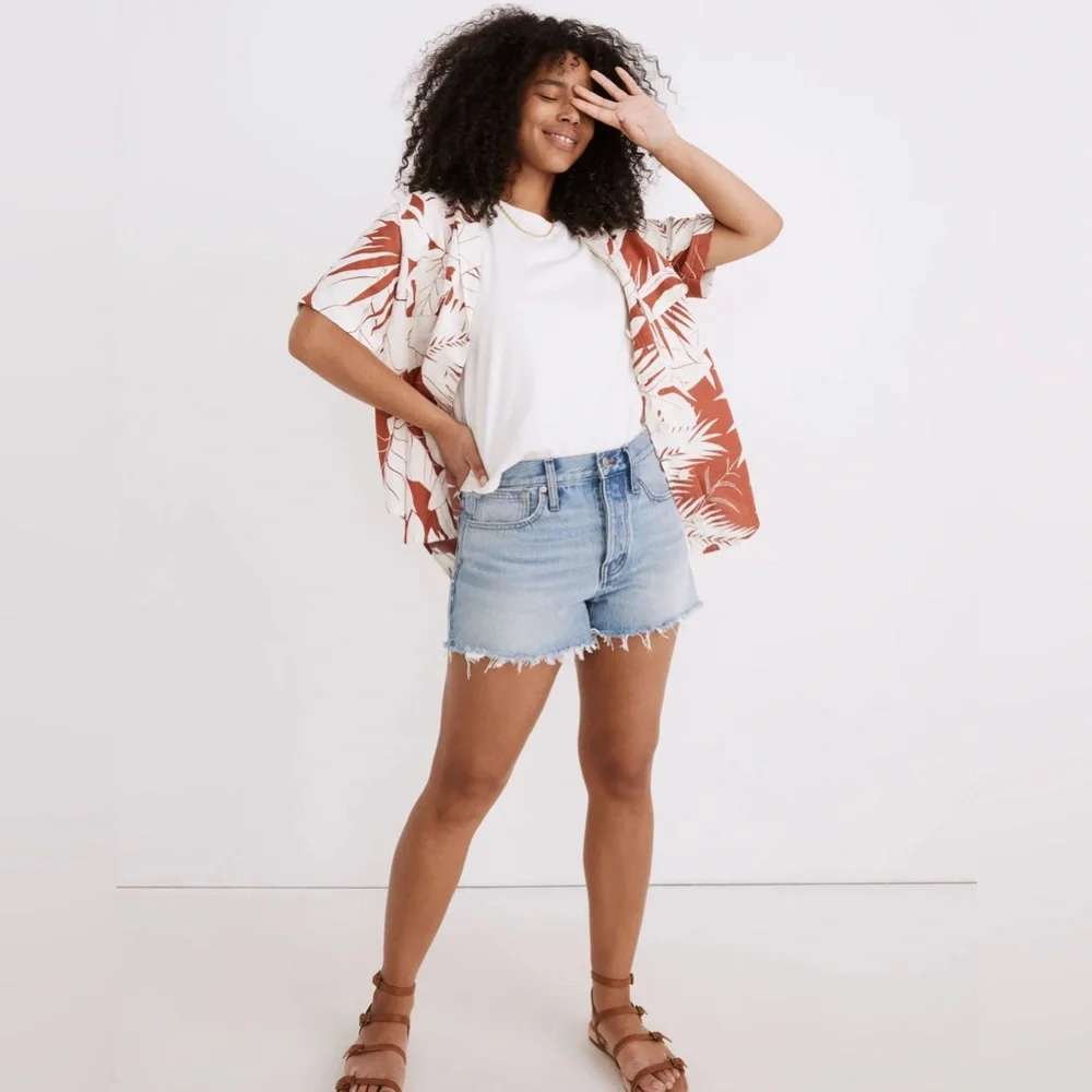 Madewell Relaxed Denim Cut Off Jean Shorts Raw Hem 100% Cotton Size 25 838